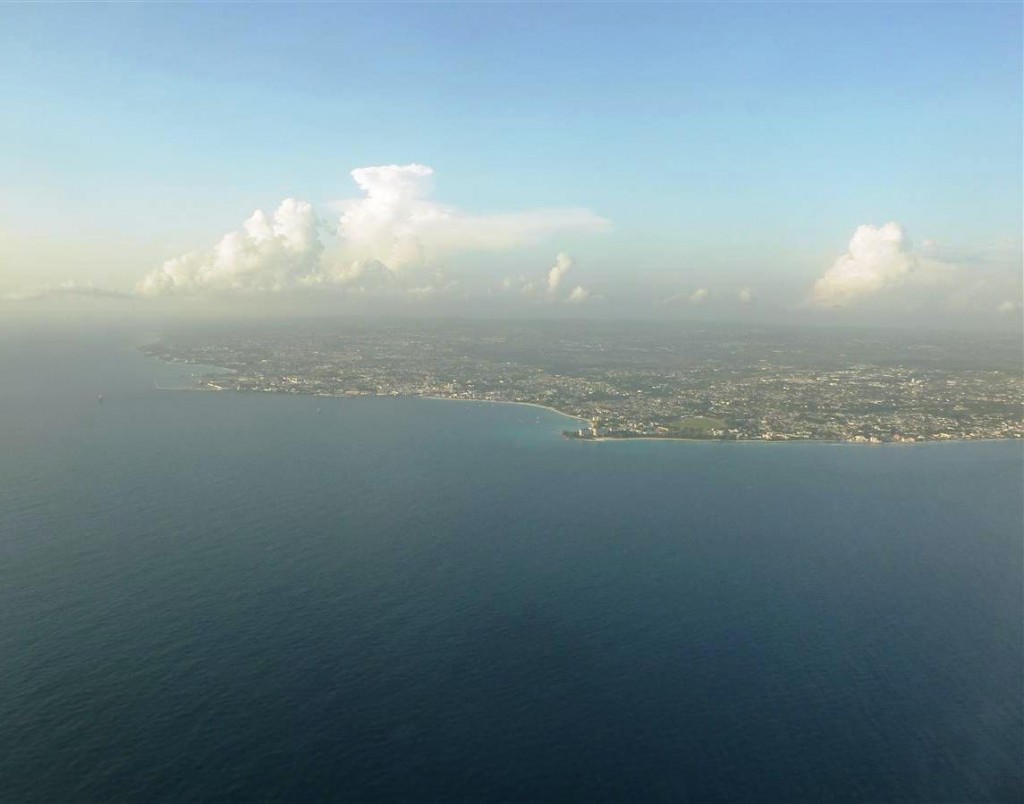 Flying into Barbados - coastal view Flying into Barbados - coastal view